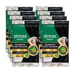 Streax Insta Shampoo Hair Colour for Men & Women, Natural Black, 18ml (Pack of 8) | Enriched with Almond Oil & Noni Extracts | Long-Lasting Instant Colour