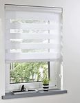 My home store Zebra Roller Blinds - Day and Night Blinds Double Layer Fabric - Child Safety East-Fit Curtains Translucent & Opaque Vision For Home Window Shades (White, 114x165cm)