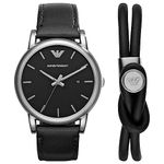 Emporio Armani Watch for Men, Three Hand Date Movement, 41 mm Stainless Steel Case with a Leather Strap, AR80059