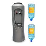 Hydrate Direct Core Water Cooler Package 1 | Water Dispenser Plus 2 x 15L Bottles of Natural Mineral Water, Hot & Chilled Temperature, Grey/Silver