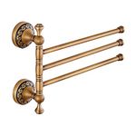 Weare Home Brass Towel Holder, 3 Arms Antique Bronze Finish, Movable Rotating Retro Vintage Style for Bathroom