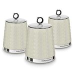 Morphy Richards 978055 Dimensions Set of 3 Round Kitchen Storage Canisters, Ivory Cream