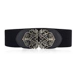 Electomania Black Belt for Women, Elastic Retro Wide Belt, Comfortable and Stylish All-Match Accessory, Waist Size 23"-39"