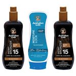 2 x Australian Gold SPF 15 Bronzer Spray Gel 237ml & Moisturiser Lock 237ml