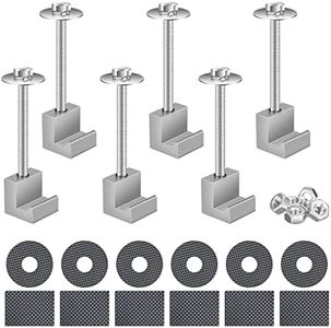 Truck Toolbox Mounting Kit No Drill, 6 Pcs Silver Upgraded Pickup Truck Bed Tool Box Mount Clamps, Aluminum Alloy J Hook Crossover Toolbox Tie Downs for Tool Box Fixing