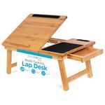 Sofia + Sam Bamboo Multi Tasking Laptop Bed Tray (Natural) | Supports Laptops Up to 18 Inches