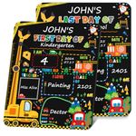 First Day of School Board, 12 "x 10" Vehicle Back to School Boards, Starting School Nurseries Graduation Gifts, Last Day of School Chalkboard Double-Side for Preschool Kindergarten Elementary School
