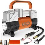 UUP Tire Inflator Air Compressor, 150PSI 12V DC Double Cylinders Heavy Duty Portable Air Pump w/Emergency LED Light for Truck, SUV, Car, RV