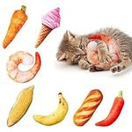 Potaroma Days of The Week Catnip Toys 7Pcs, Interactive Bite Resistant Cats Toys for Relieving Kittens Boredom, Catnip Filled Food Shapes Cat Teeth Cleaning Toy