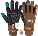 HANDLANDY Winter Insulated Work Gloves, 3M Thinsulate Thermal Water-Resistant Gloves for Men Women Touch Screen, Warm Ski Snowboard Cold Weather Gloves (Brown, 2X-Large)