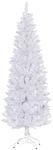 HOMCOM 6ft Tall Pencil Christmas Tree, Artificial Xmas Tree with 479 Branch Tips and Steel Base, Holiday Décor for Home Office, White