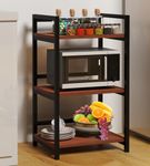 DIVYA 3-Layer Microwave Stand, Otg Stand, Microwave Oven Rack, Kitchen Storage Shelf (Walnut Brown & Black Pipe,Alloy Steel;Engineered Wood, Tiered Shelf, Floor Mount)