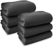 Sure-Max 6 Moving & Packing Blankets - Heavy Duty Pro - 80" x 72" (90 lb/dz weight) - Professional Quilted Shipping Furniture Pads Black