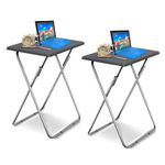 Garden 4 you Folding TV Tray Table,TV Dinner Table with Sturdy MDF Top,Eating Trays for Living Room with No Assembly Required, 2PCS (Gray)