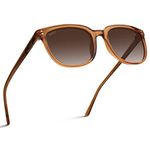 WearMe Pro Polarized Classic Retro Flat Square Unisex Sunglasses, Brown Pattern / Brown Lens, Medium