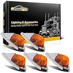 Partsam 5X Amber Cab Marker Top Roof Running Lights Kit Universal Teardrop Style Cab Light Compatible with Kenworth/Peterbilt/Freightliner/Mack/Western Star Truck Trailer