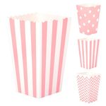 26 Pcs Popcorn Boxes Popcorn Bags Small Candy Container Candy Boxes Paper Popcorn Bags Cardboard Snack Boxes for Party Snacks Candies Popcorn Gift Bags Christmas Pink