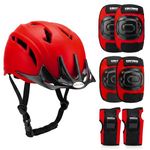 Kidsmate Sports Protective Gear Set for Boys & Girls | Kids Safety Guard Contains Helmet, Knee Pads, Elbow Pads & Wrist Guards | Ages 3-14 Years, Ideal for Cycling, Skateboarding & Scooters (Red)