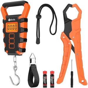 ORIA Fish Scale Digital, Fishing Scale, Fish Scale with Ruler and Fish Gripper, 110lb/50kg Baggage Weighing Scale, Backlit LCD Display (Orange)