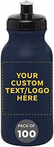 DISCOUNT PROMOS Custom 20 oz. Water Bottles with Push Cap Set of 100, Personalized Bulk Pack - Perfect for Gym, Hiking, Camping, Outdoor Sports - Navy Blue