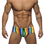 AIEOE Men's Sexy Swimming Briefs with Drawstring Summer Beach Swimming Boxer Trunks Surfing Shorts Rainbow XL