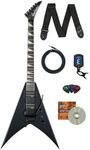 Jackson King V JS32 Electric Guitar - Gloss Black Bundle with Cable, Tuner, Strap, Picks, and Austin Bazaar Instructional DVD