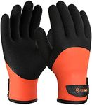 KAYGO Waterproof Thermal Work Gloves for Men and Women, Full Hand Latex Coated, Acrylic Insulated Liner for Freezer Cold Weather, Fine Crinkle Grip,KG140W (Medium, Orange)