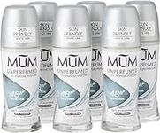 Mum Unperfumed Roll On Deodorant, 48 Hours Plus Protection, Alcohol Free Womens Mens Deodorant, Anti-Perspirant, Vegan, Sustainable Glass Bottle, Fragrance Free, 50 ml, Pack of 6