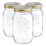 Bormioli Rocco Quattro Stagioni Glass Storage Jars - Traditional Kitchen Food Canister with Screw Top Lid - 1 Litre - Pack of 3