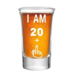 Hlukana 21st Birthday Shot Glass, 21 + Middle Finger Funny Birthday Gifts For Him Or Her, Birthday Decorations Gifts For Men, Women, daughter, Sister, Friend - Twenty One Birthday Shot Glass (1.5 oz)