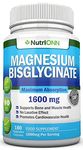 Magnesium Bisglycinate - 1600 mg - 180 Vegan Capsules - Maximum Absorption - Chelate Vegan Supplement - High Bioavailability Pills - Great for Sleep, Anxiety, Heart Health, Muscle Cramps and Bones