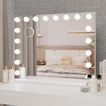 YOURLITE Hollywood Vanity Mirror with Lights, 80×62cm Lighted Makeup Mirror with 18 Dimmable Led Bulbs, 3 Lighting Modes, Touch Screen Control, Tabletop and Wall Mounted Cosmetic Mirror For Bedroom