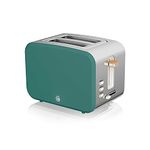 Swan ST14610GREN Nordic 2-Slice Toaster with Defrost/Reheat/Cancel Functions, Cord Storage, 900W, Green