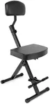 PYLE Drum Throne - Guitar Stool, Foldable & Portable Chair w/ Backrest & Footrest, Adjustable Music Stool for Adults, Padded Cushioned Seat & Back