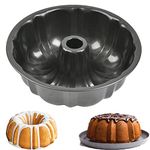 LANYOTA Ring Cake Tin, 24cm/9.6in Tin Round Cake Pan Tray, Non-Stick Baking Moulding Tin, Carbon Steel,Fluted Ring Tin