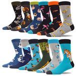 MAKABO Men's Fun Dress Socks Colorful Funny Novelty Casual Crew Socks Packs (6-12, MAKCA08203-M)