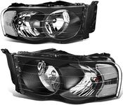 DNA MOTORING HL-OH-DR02-BK-CL1 Black Housing Clear Corner Headlights Compatible with 02-05 Ram 1500/03-05 Ram 2500 3500, Left & Right