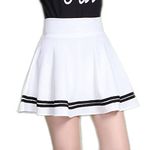 RICHIROBINS Girls Kids Skater Skirts with Attached Inner Shorts (3 Years - 15 Years) (9 Years - 10 Years, White Stripes)