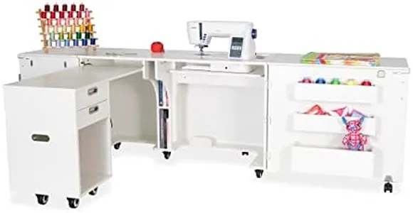 Arrow Sewing Cabinet K8611 Aussie II Kangaroo Sewing, Cutting, Quilting, Crafting Cabinet with Storage, Portable with Wheels and Airlift, Large, White Ash Finish