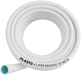 Plasto 4-Layer Braided Garden Hose Pipe | 3/4 Inches, 30M | UV Stabilized, Heavy-Duty Flexible Water Pipe | 3-Year Warranty | Leak-Proof Outdoor Hose for Home, Lawn & Agriculture | 20MM |100 ft
