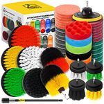 Holikme 45 Piece Drill Brush Attachment Set Scrub Pads Scouring Pads Power Scrubber Brush with Extend Long Attachment All Purpose Clean for Grout, Tiles, Sinks, Bathtub, Bathroom, Kitchen