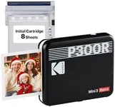 KODAK Mini 3 Retro 4PASS Portable Photo Printer (3x3 inches) + 8 Sheets, Black