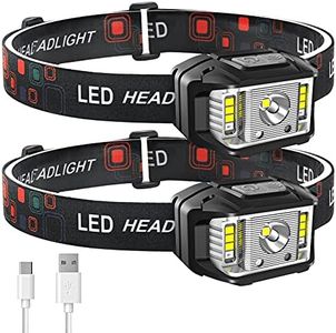 Headlamp Rechargeable,JNDFOFC 1200 Lumen Super Bright Motion Sensor LED Head Lamp flashlight, 2 PACK Waterproof Headlight with White Red Light,14 Modes Head Lights for Outdoor Camping Fishing Running