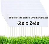 10PCS Blank Yard Signs 6" x24" - Lawn Sign with Smart Stake - Water Resistant DIY Poster Board Signs for Rent, Garage Sales, Open Houses, and Custom Birthday[6in x 24in]