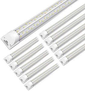 VShape 10 Pack 8FT LED Shop Light, 100W 13000LM 6000K, Super Bright White, T8 LED Tube Light, No RF & FM Interference Linkable Shop Light, 8 Foot LED Shop Lights for Garage, Shop