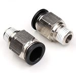 CEKER 1/4 Air Fittings Push Connect Fittings,PC 1/2 Inch Tube Od x 1/4" NPT Thread Male Air Line Fittings Push in Connectors Air Tube Quick Connect Pneumatic Fittings 2Packs