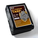 GUARD SHIELD Super Heavy Duty Black/Silver Ploy Tarp Cover 12x24 Feet Waterproof Tarps 16mil Thick UV and Tear Resistant Tarpualin