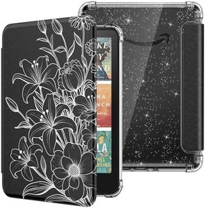 MoKo Case for 7" Kindle Paperwhite 12th Generation 2025/2026 & Kindle Colorsoft 2024/2025,Glitter Clear Kindle Case, Flexible Clear Soft TPU Back Cover Light Shell with Auto Wake/Sleep, Line Flower