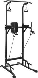 LN COZY CORNER Multi-Function Power Tower Pull Up Station, Height Adjustable Dip Bar with Resistance Bands, Home Gym Strength Training Equipment for Full-Body Workout, Supports 330 LBS