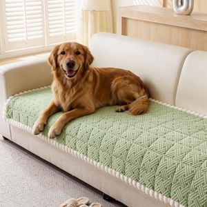 Eco-Ancheng Couch Cover for Dogs Pet Couch Cover for Sofa Washable Dog Sofa Covers Couch Protector for Cushion Fuzzy Non Slip Couch Slipcover with Elastic Straps for Pets(Light Green,1PC/27.6x82.7 in)